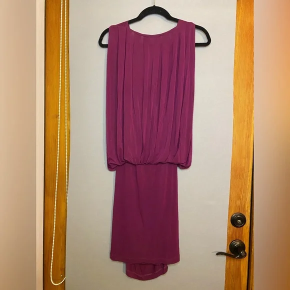 Designer Plein Sud gather rouched stretch flattering SEXY dress 12 L Raspberry - Picture 3 of 7